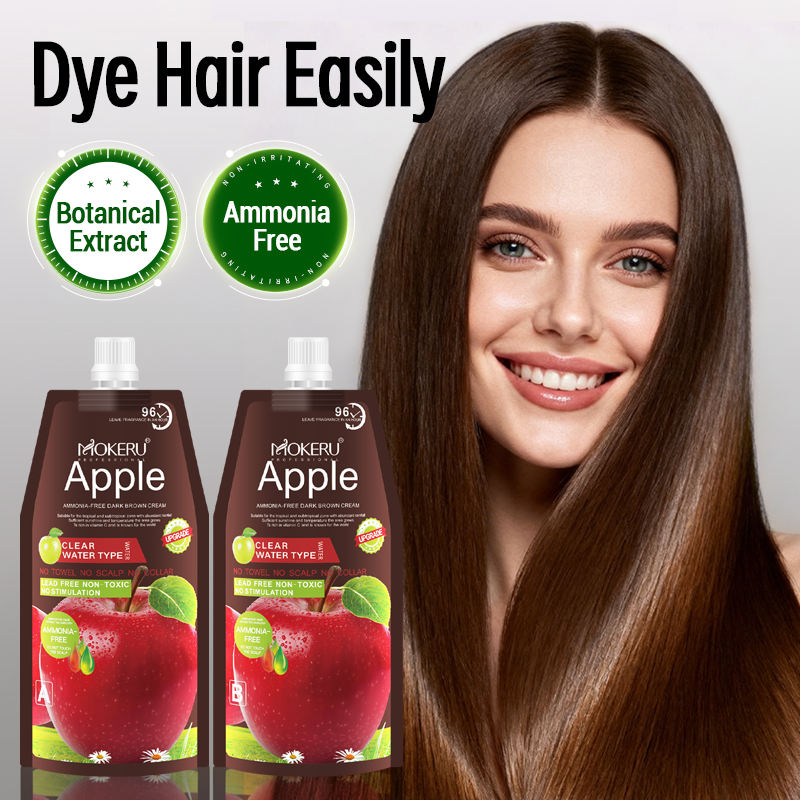 Apple Ammonia Free Dark Brown Hair Color Cream 96H - 500ml+500ml