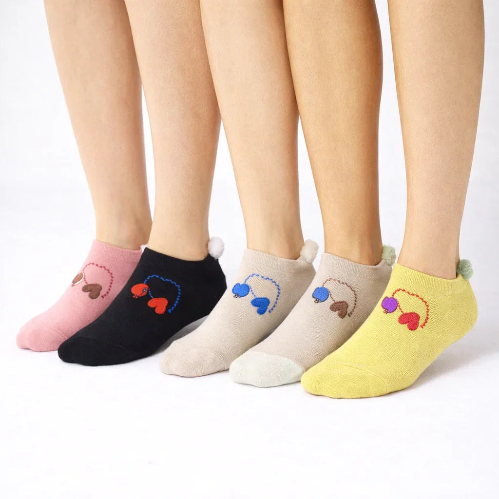 Multicolored Low-Cut Ankle Socks - 3 Pairs Zixinhu #5