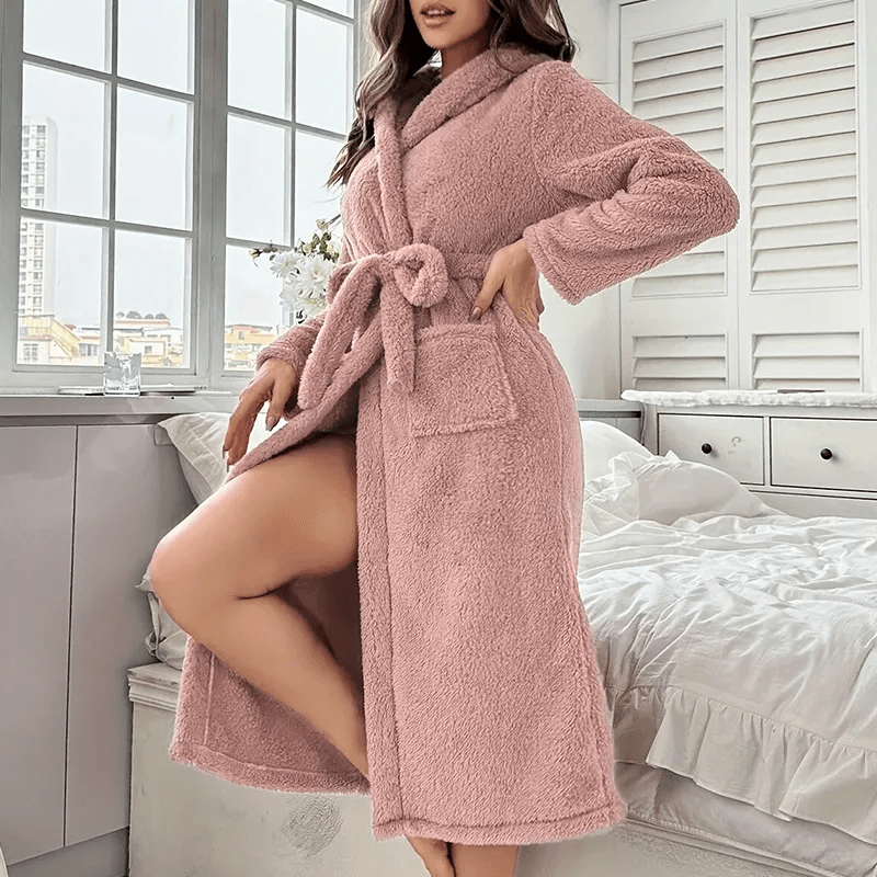 Long Sleeves Comfortable Flannel Bathrobe