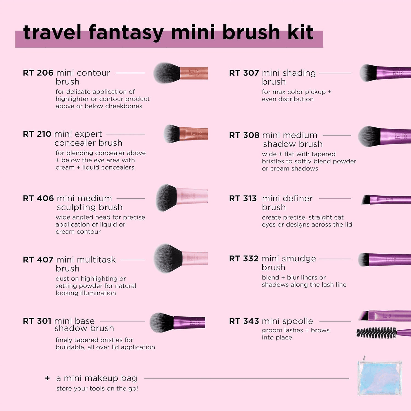 Real Techniques 10-IN-1 Travel Fantasy Mini Brush Kit - 04285