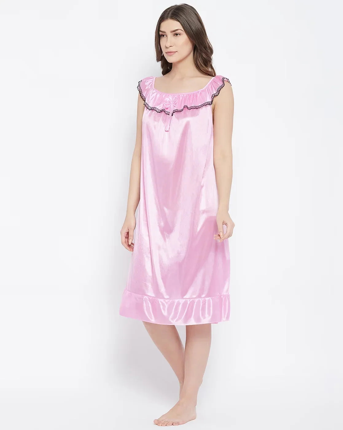 Silk Blend Satin Lace Nightgown Sleepwear