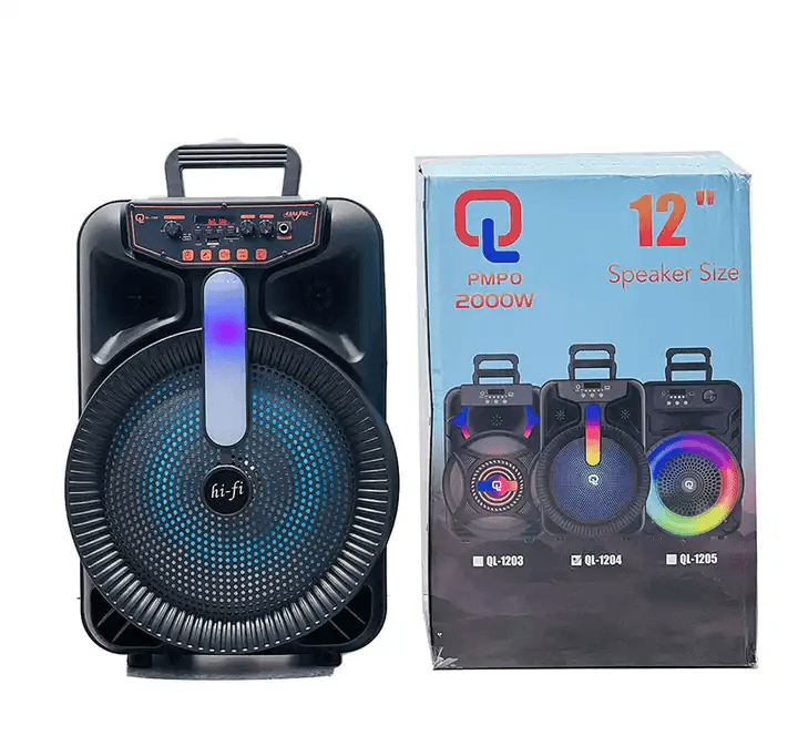 QL 2000W Stereo Wireless Portable Speaker 12" With Mic QL-1204