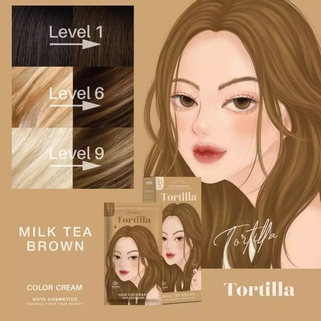 Kota Cosmetics Tortilla Thailand Hair Color Milk Tea Brown - 100ml + 100ml