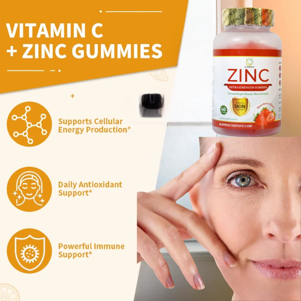 Dr. Pinoca Zinc Extra Strength Gummies Strawberry Flavour - 60 Gummies