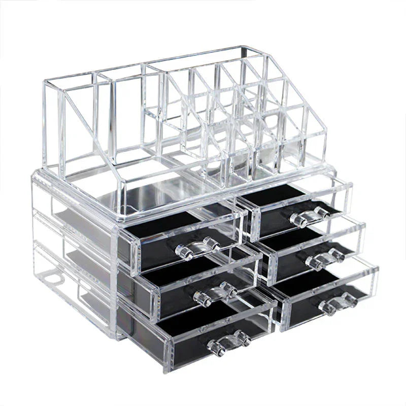 Portable Cosmetics & Jewelry Organizer Storage Box - 6 Drawers