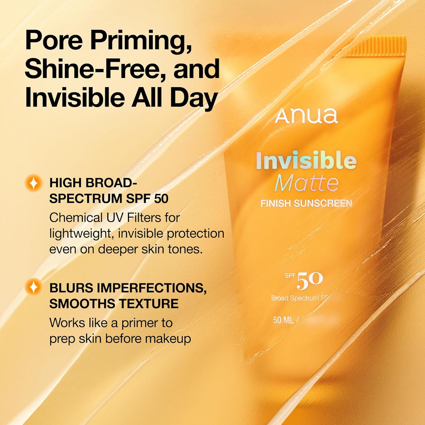 Anua Invisible Matte Finish Sunscreen SPF 50 PA+++ - 50ml