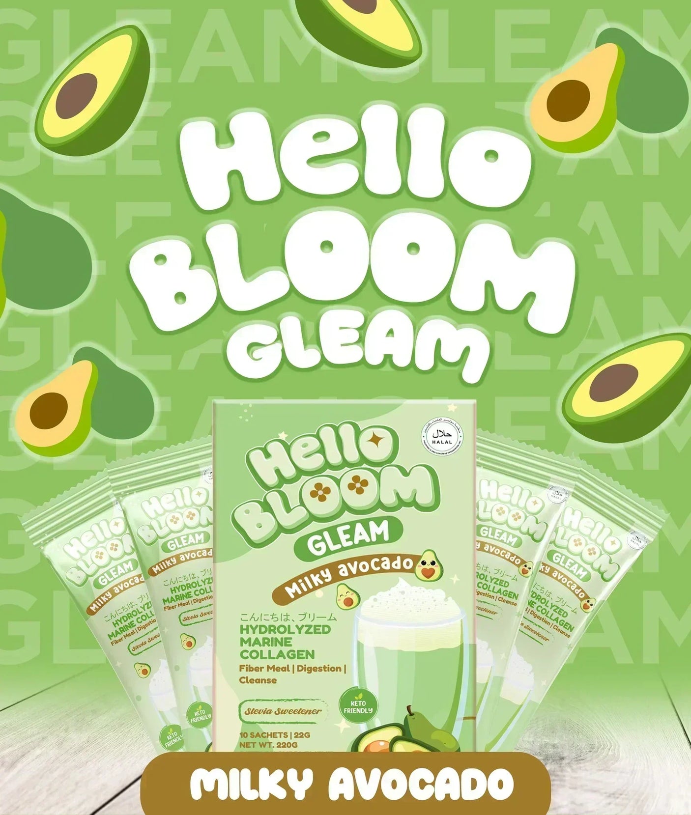 Hello Bloom Gleam Milky Avocado Juice Drink - 180g