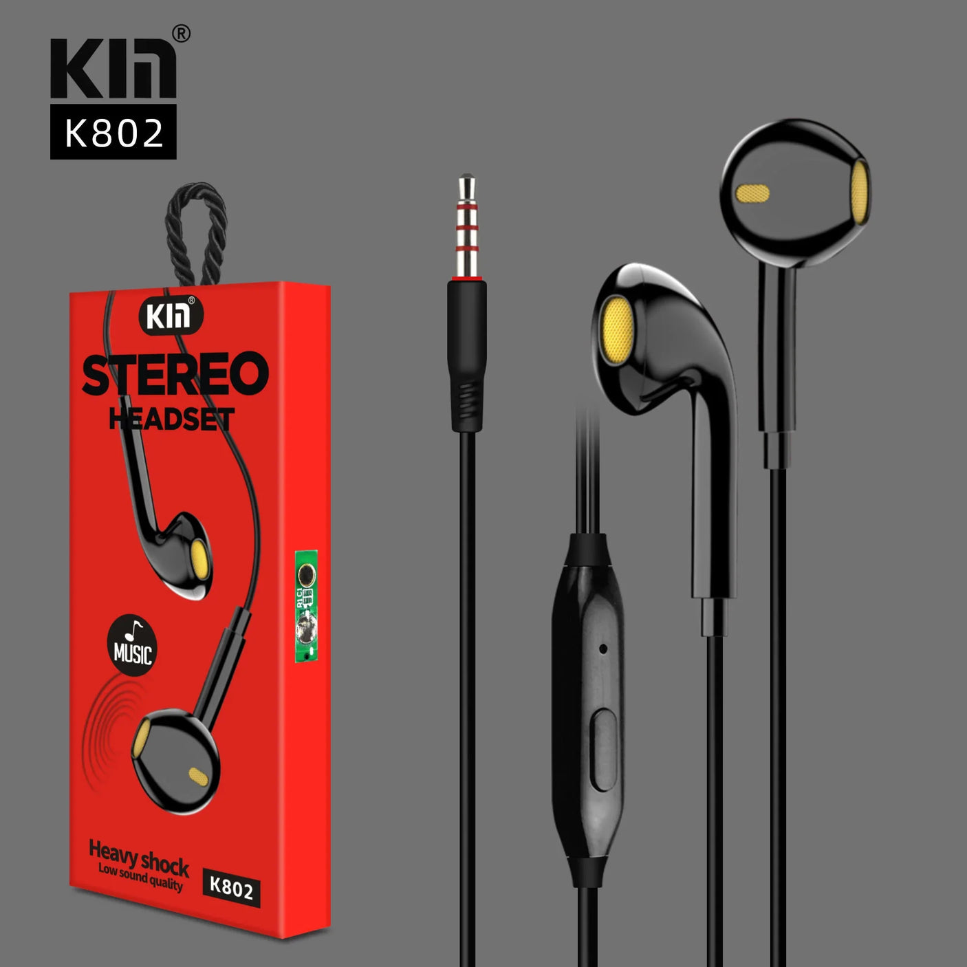 Kin Hight Sound Stereo Wired Headpset (Assorted Color) - K802