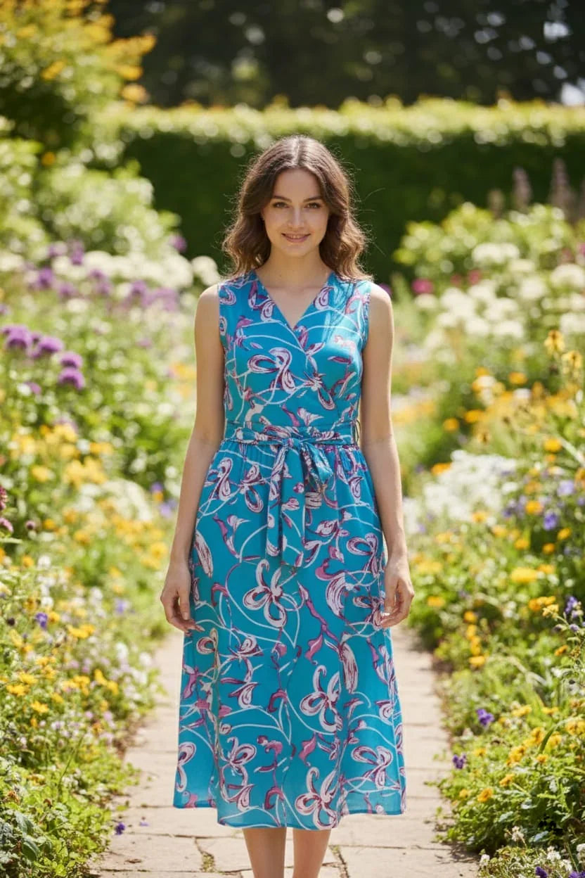 Women's Trendy Tropical Pattern Wrap Dress