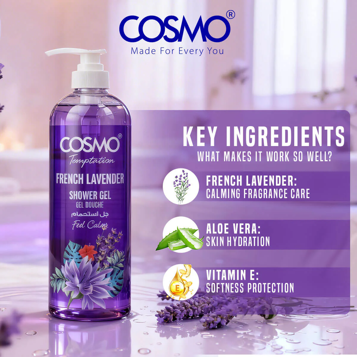 Cosmo Temptation French Lavender Shower Gel - 1000ml