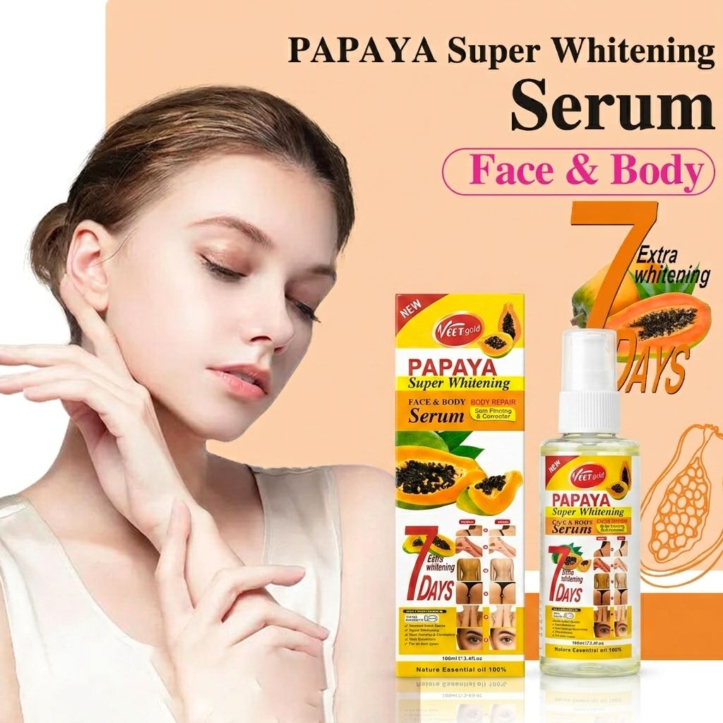 Veet Gold Papaya Super Brightening Face & Body Serum - 100ml