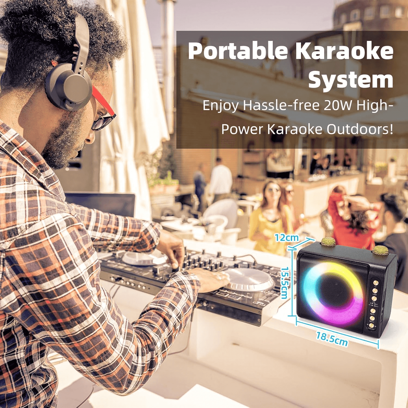 Powerful Bass Boost Portable Karaoke Speaker With Two Microphone T-203