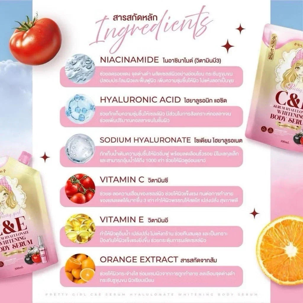 Pretty Girl C&E Hyaluronate Brightening Body Serum - 300ml