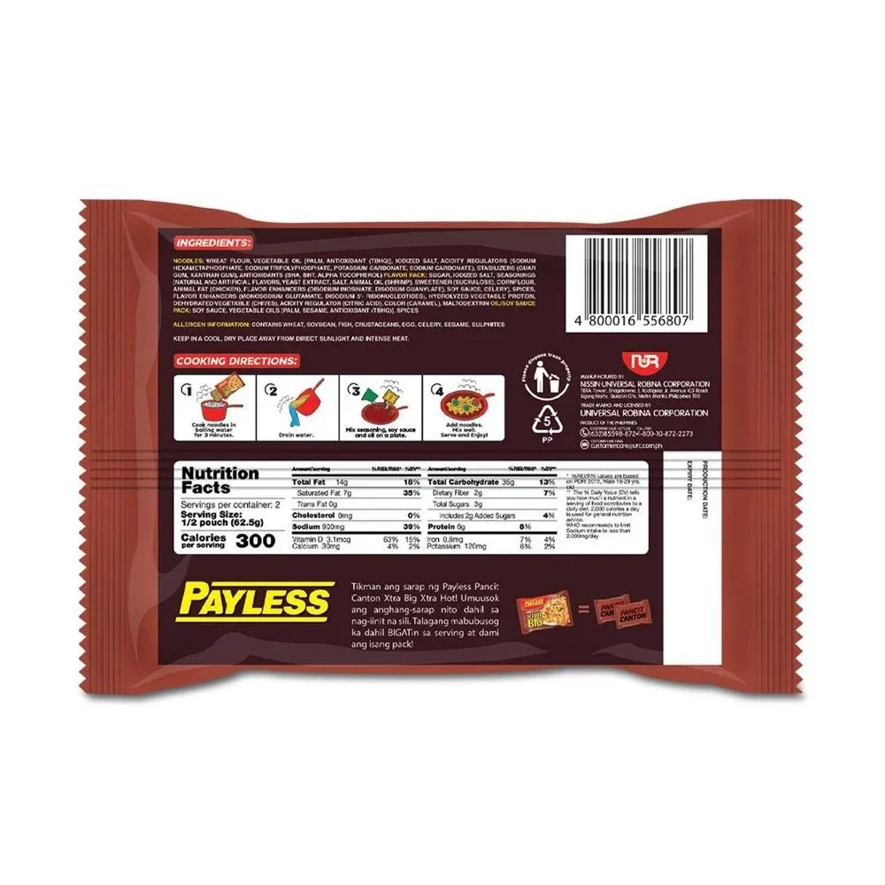 Payless Xtra Big Pancit Canton Extra Hot Flavor - 125g
