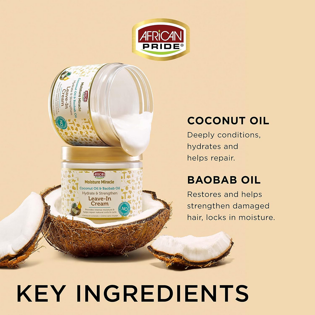 African Pride Coconut & Baobab Oil Leave-In Hair Cream - 425g