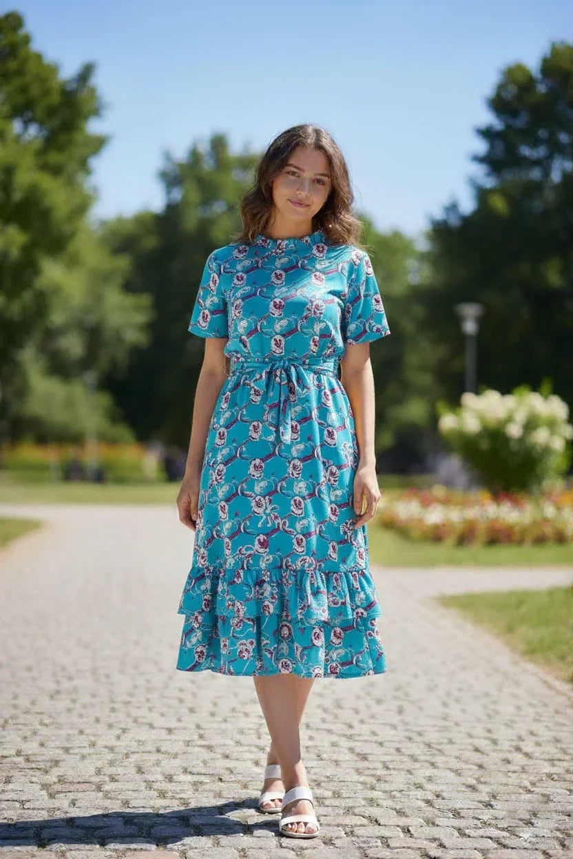 Women's Trendy Belted A-Line Midi Dress