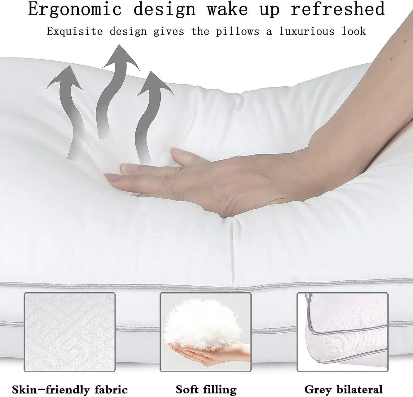 High Quality Solid White Bed Pillow - 1 Pcs