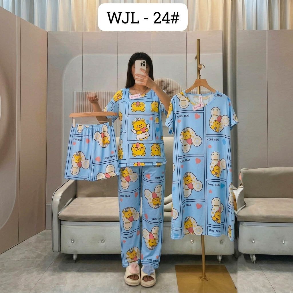 Women's Korean Fashion Pajamas 4 Pcs Set WJL-24#