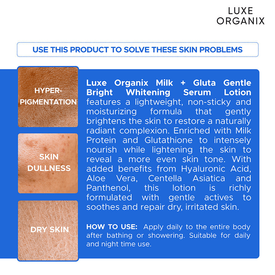 Luxe Organix Milk + Gluta Gentle Bright Serum Lotion - 350ml