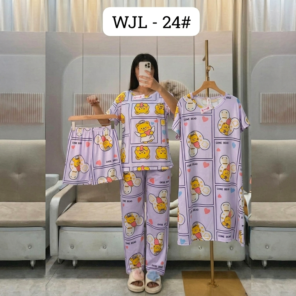 Women's Korean Fashion Pajamas 4 Pcs Set WJL-24#