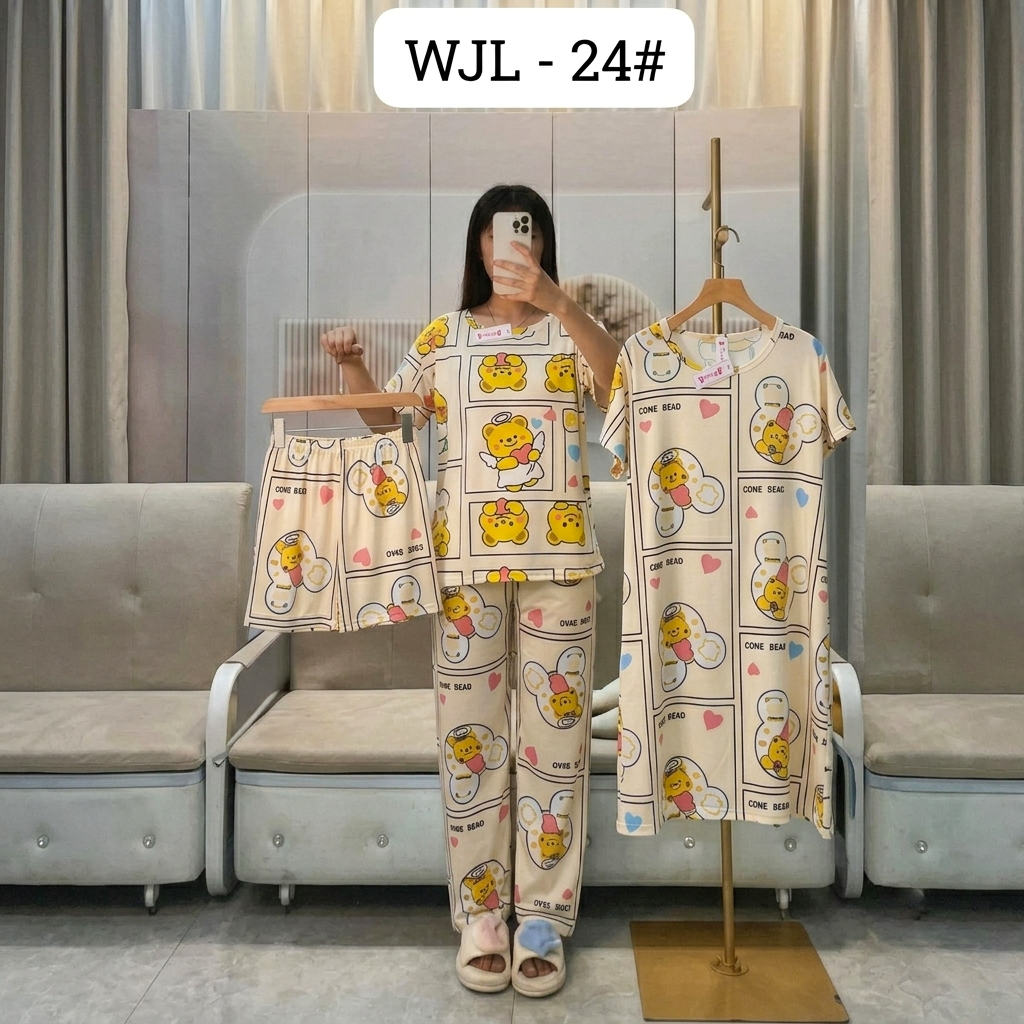Women's Korean Fashion Pajamas 4 Pcs Set WJL-24#
