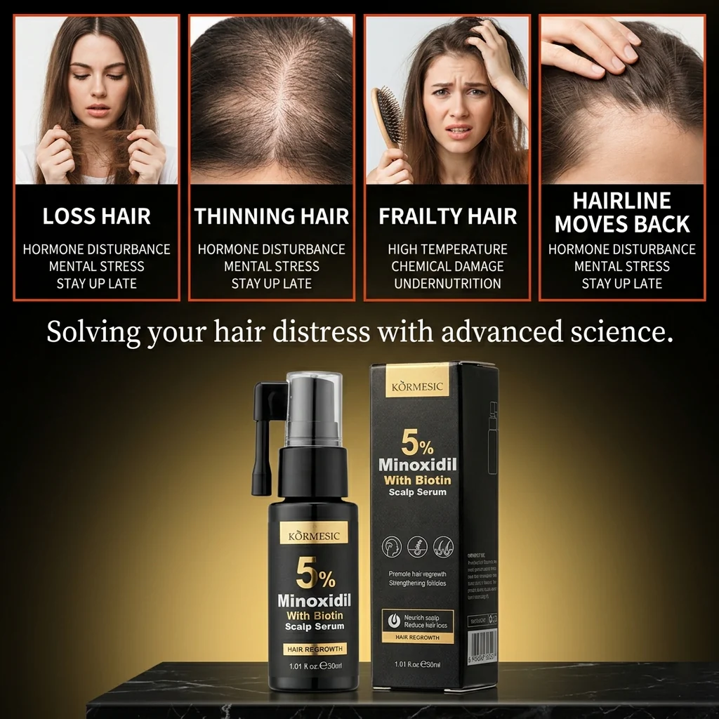 Kormesic 5% Minoxidil With Biotin Hair Regrowth Serum - 30ml