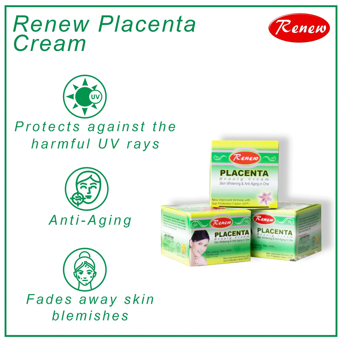 Renew Placenta White Soap + Beauty Cream - 90g + 15g (Combo Offer)