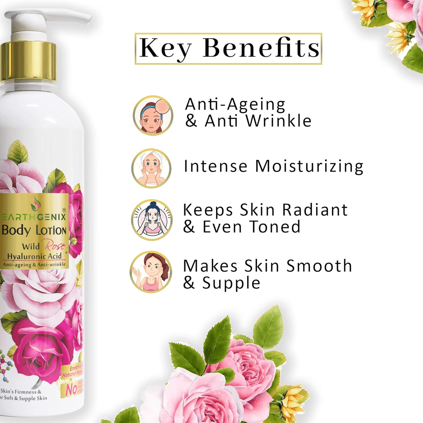 Earth Genix Wild Rose Body Lotion - 300ml