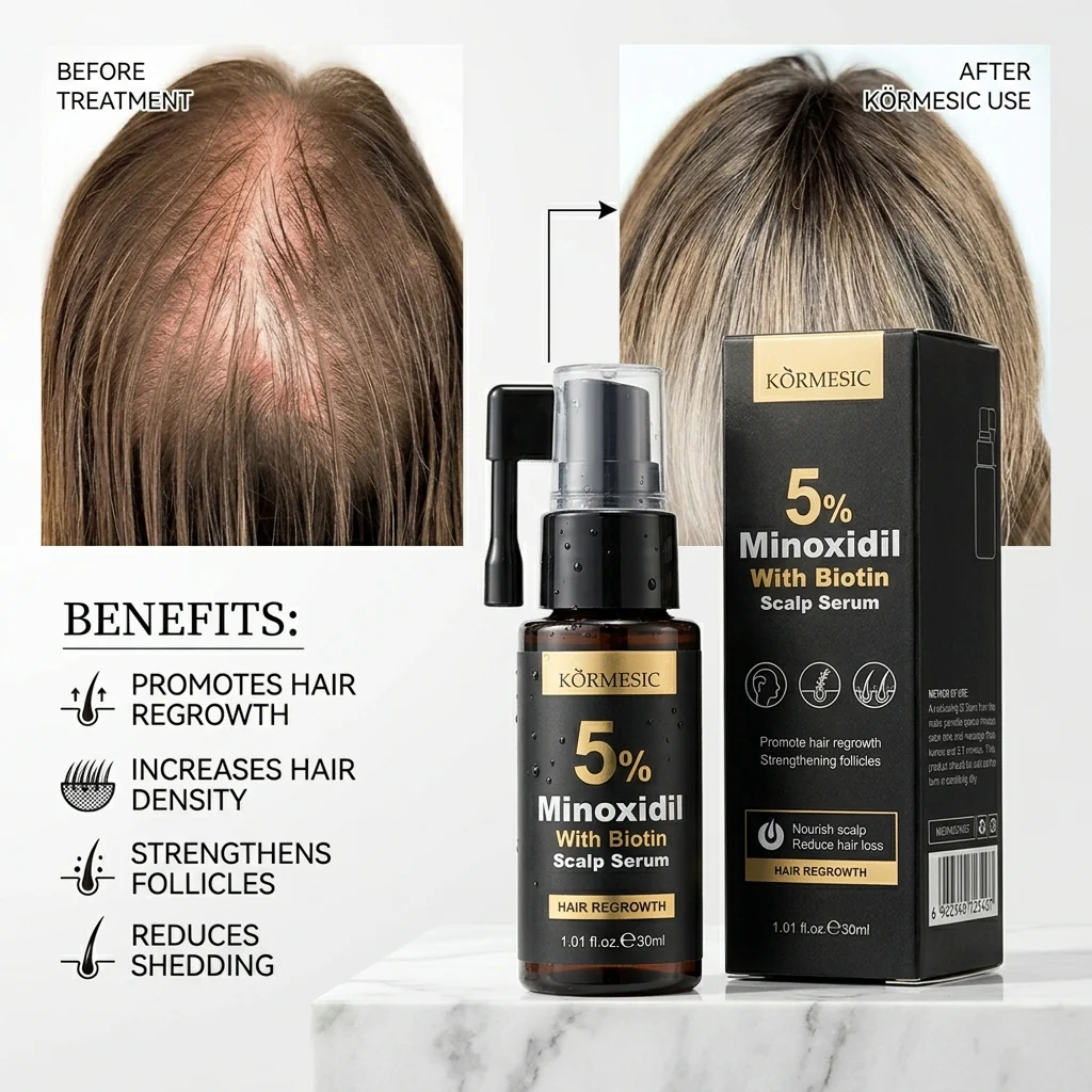 Kormesic 5% Minoxidil With Biotin Hair Regrowth Serum - 30ml
