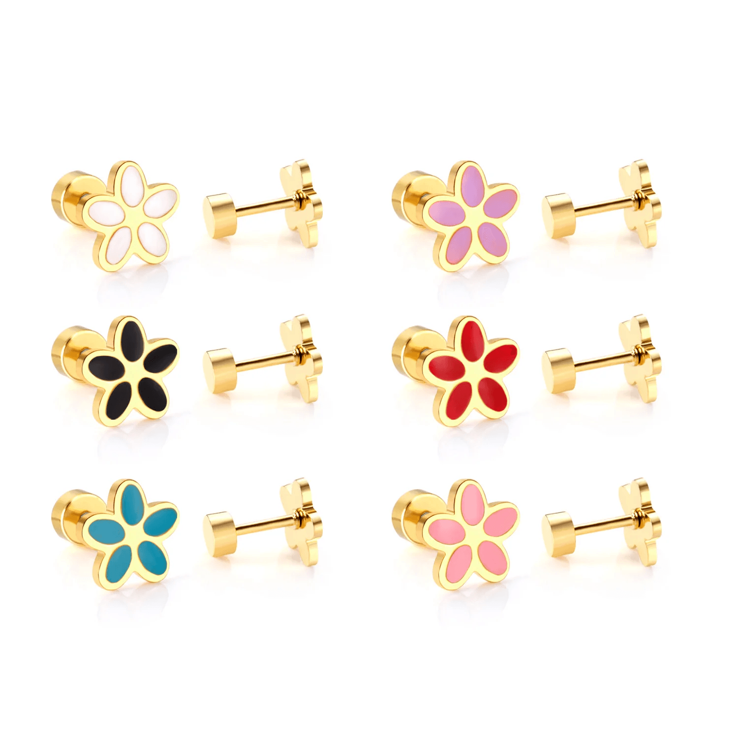 Golden Stainless Steel Stud Earings - 090