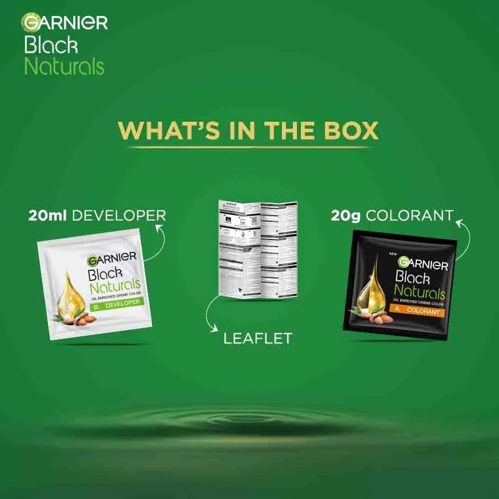 Garnier Black Naturals Hair Color Shade 1.0 Deep Black - 20ml+20g