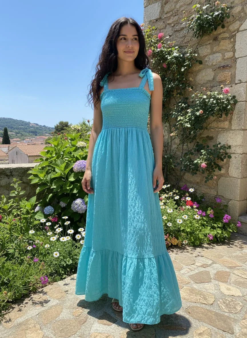 Women's Spring & Split Tie Sleeveless Maxi Dress