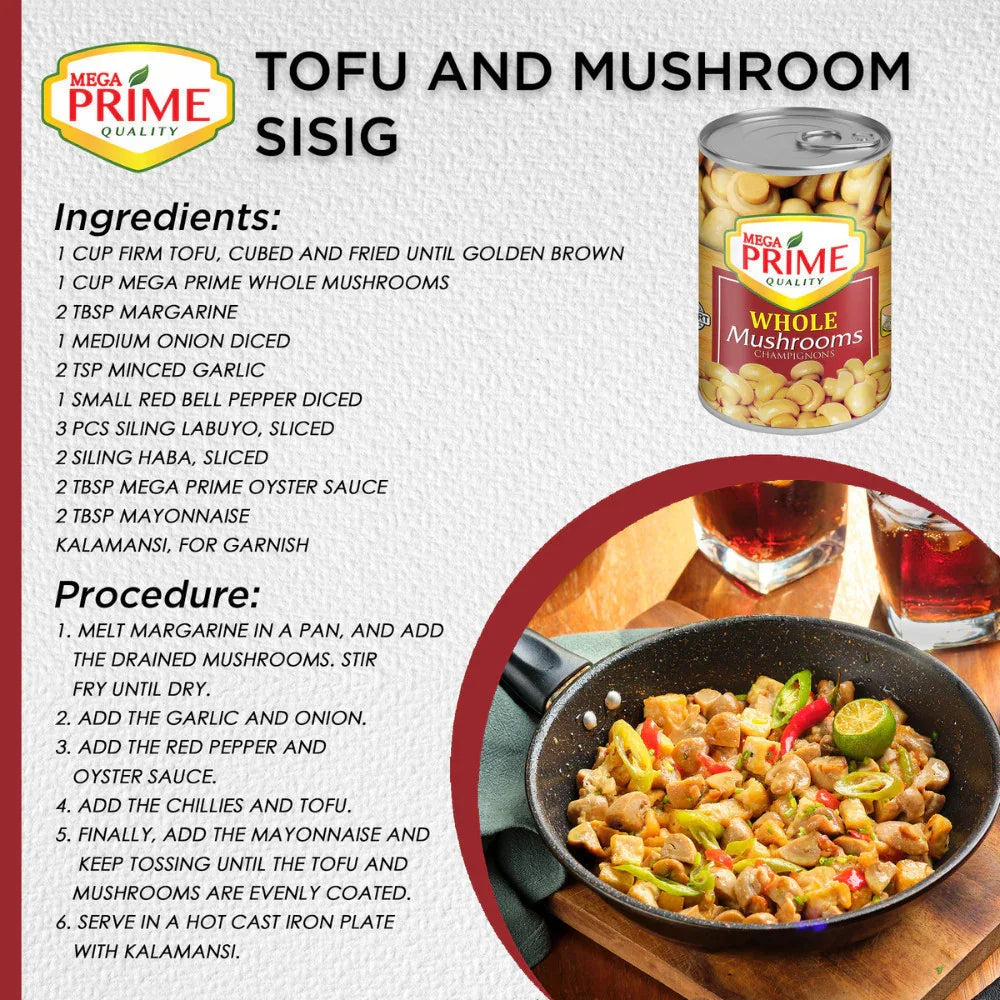 Mega Prime Quality Whole Mushrooms Champignons - 425g