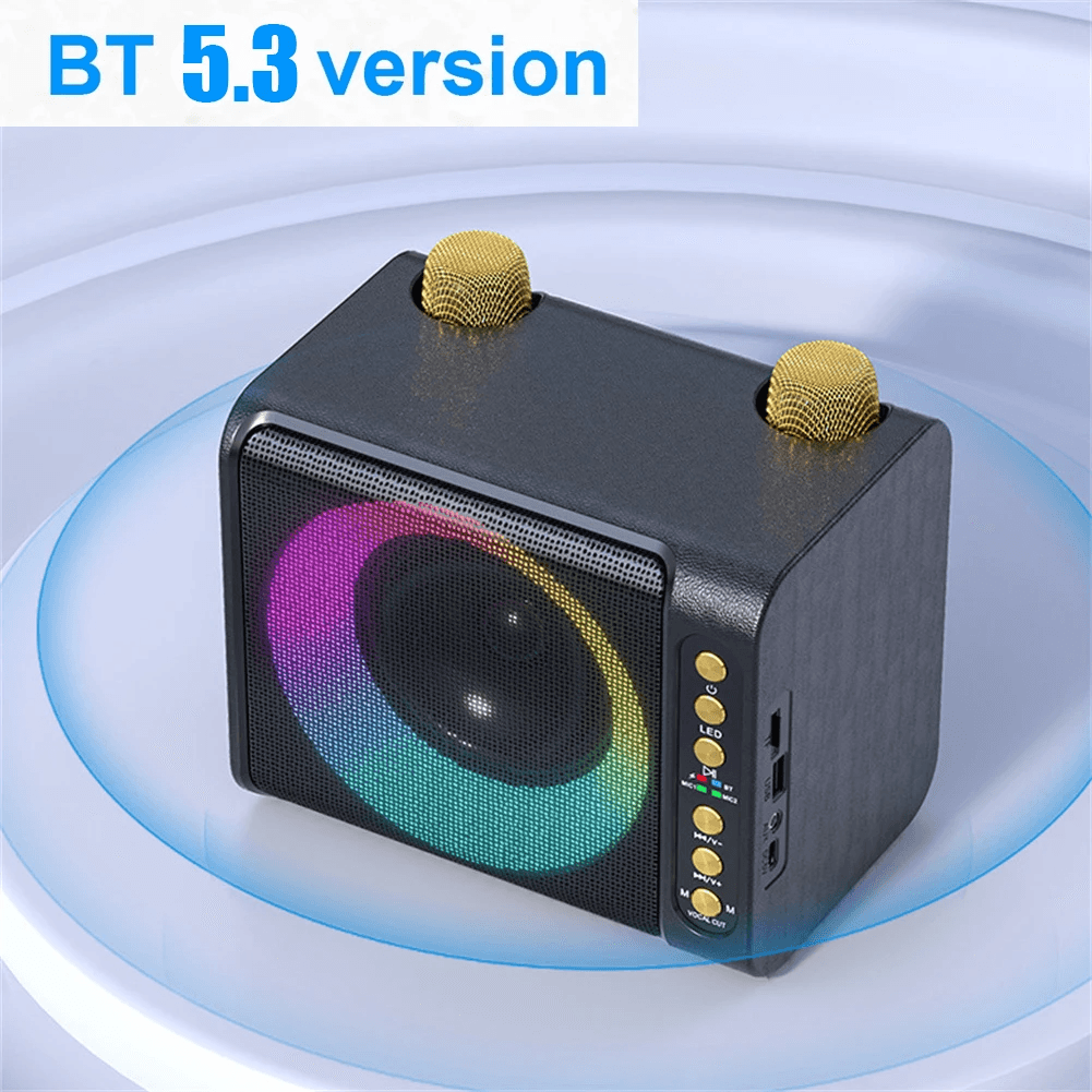 Powerful Bass Boost Portable Karaoke Speaker With Two Microphone T-203