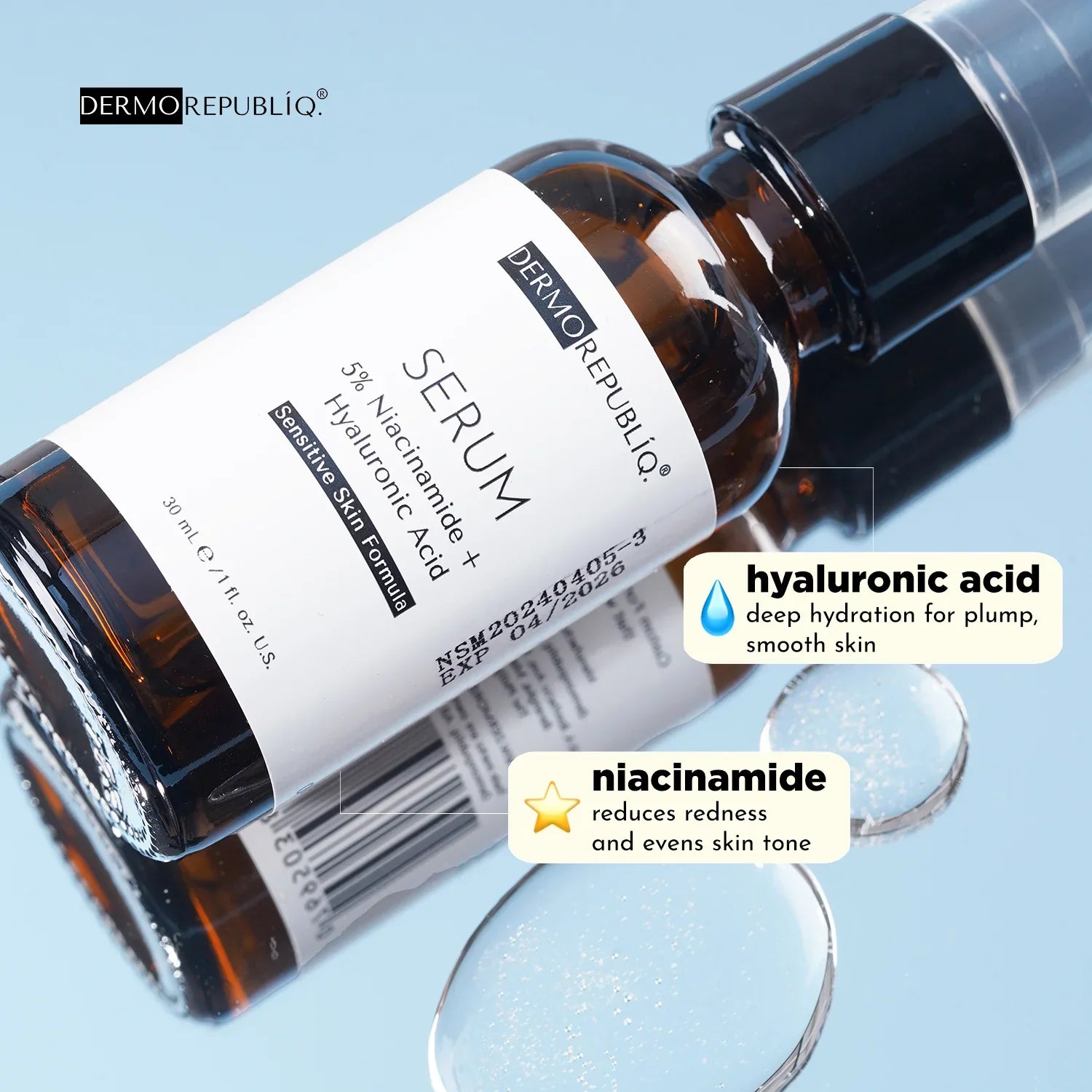 Dermorepubliq 5% Niacinamide + HA Sensitive Skin Formula Serum - 30ml