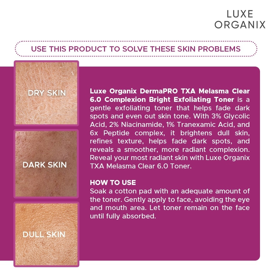 Luxe Organix DermaPro TXA Melasma Clear 6.0 Toner - 150ml