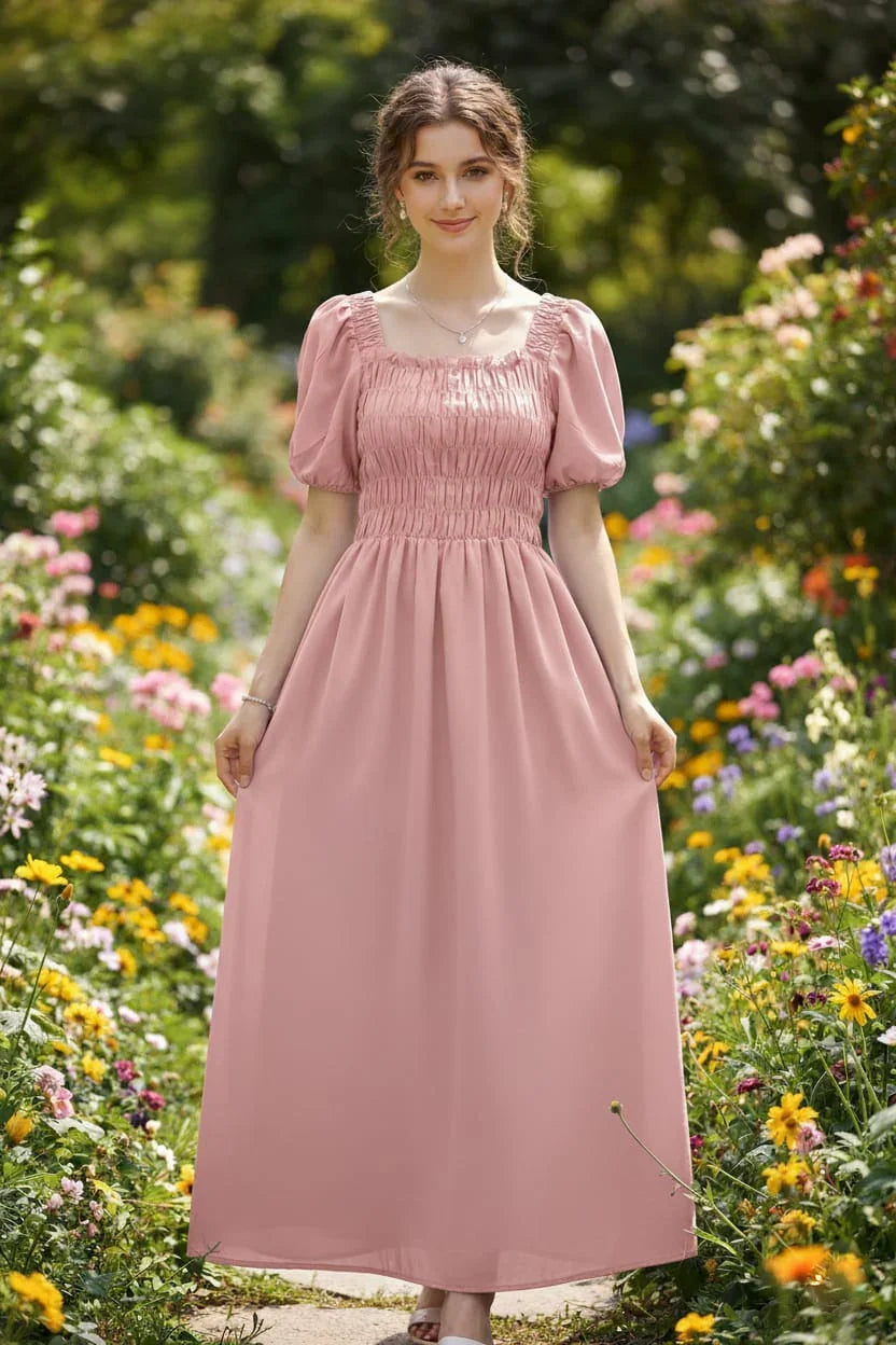 Women's Trendy Puff Sleeve A-Line Dress