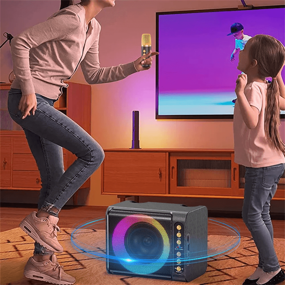 Powerful Bass Boost Portable Karaoke Speaker With Two Microphone T-203