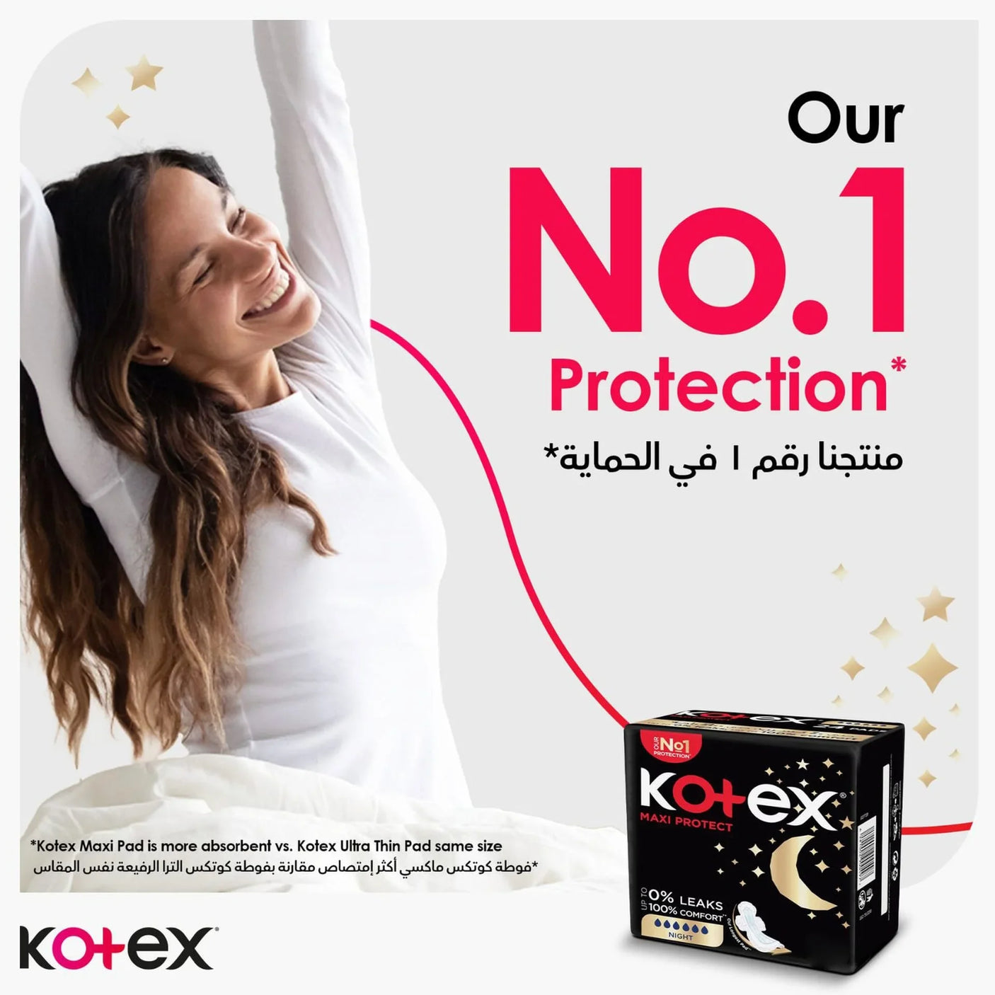 Kotex Maxi Protect Overnight Sanitary Pads With Wings - 48s