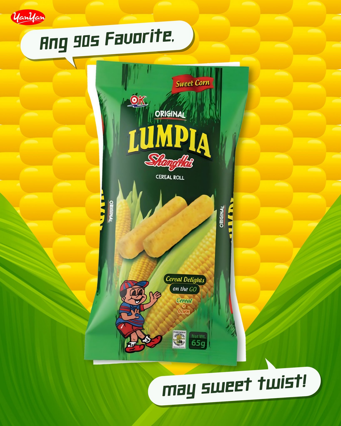 OK Lumpia Shanghai Sweet Corn Cereal Roll - 65g (1+1) Offer