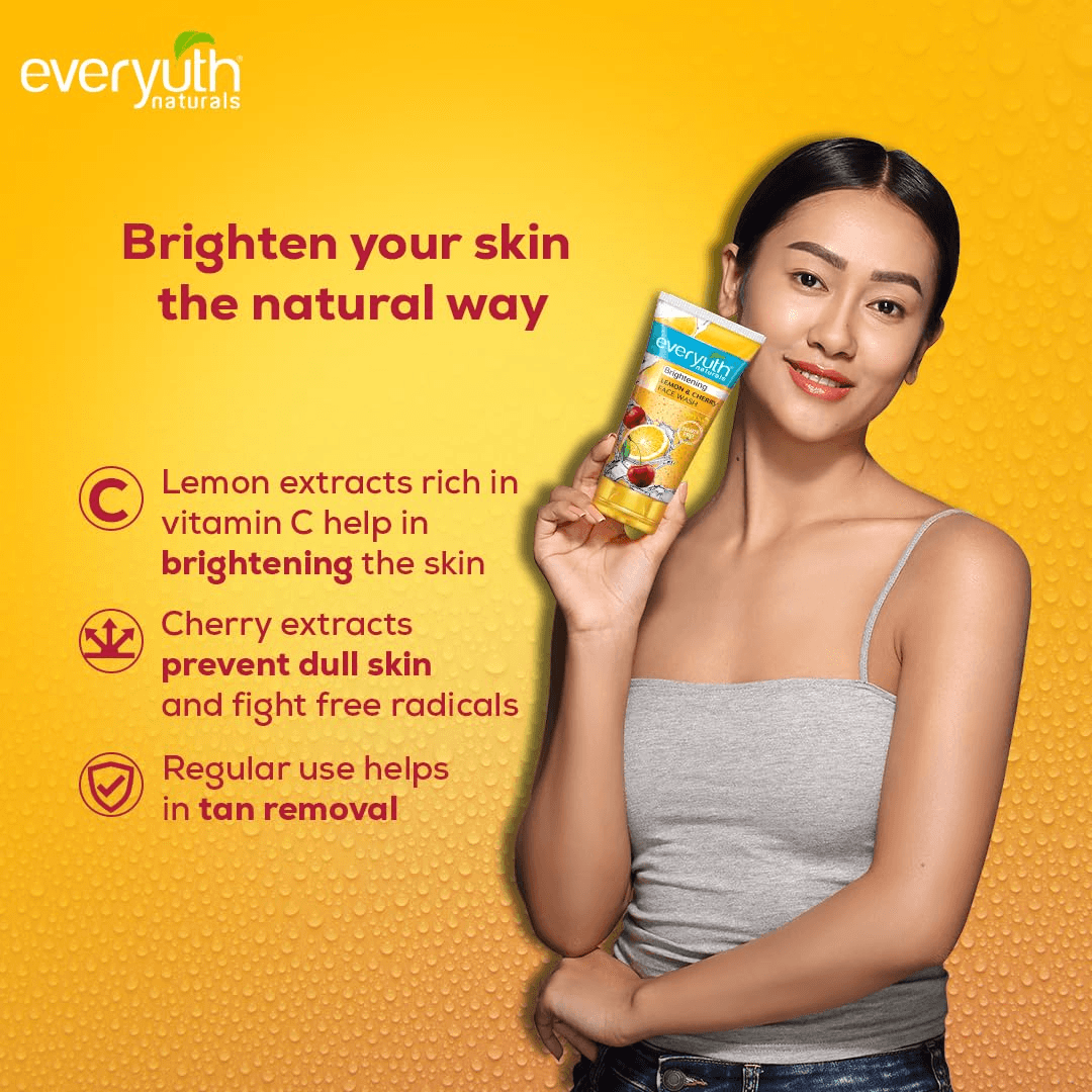 Everyuth Naturals Brightening Lemon & Cherry Face Wash - 2 × 150g