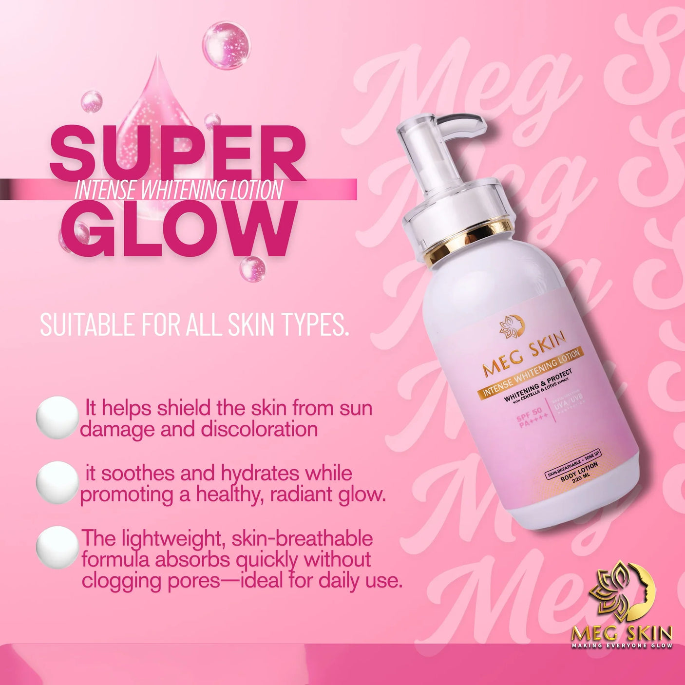 MEG SKIN Intense Brightening Lotion SPF50 - 220ml