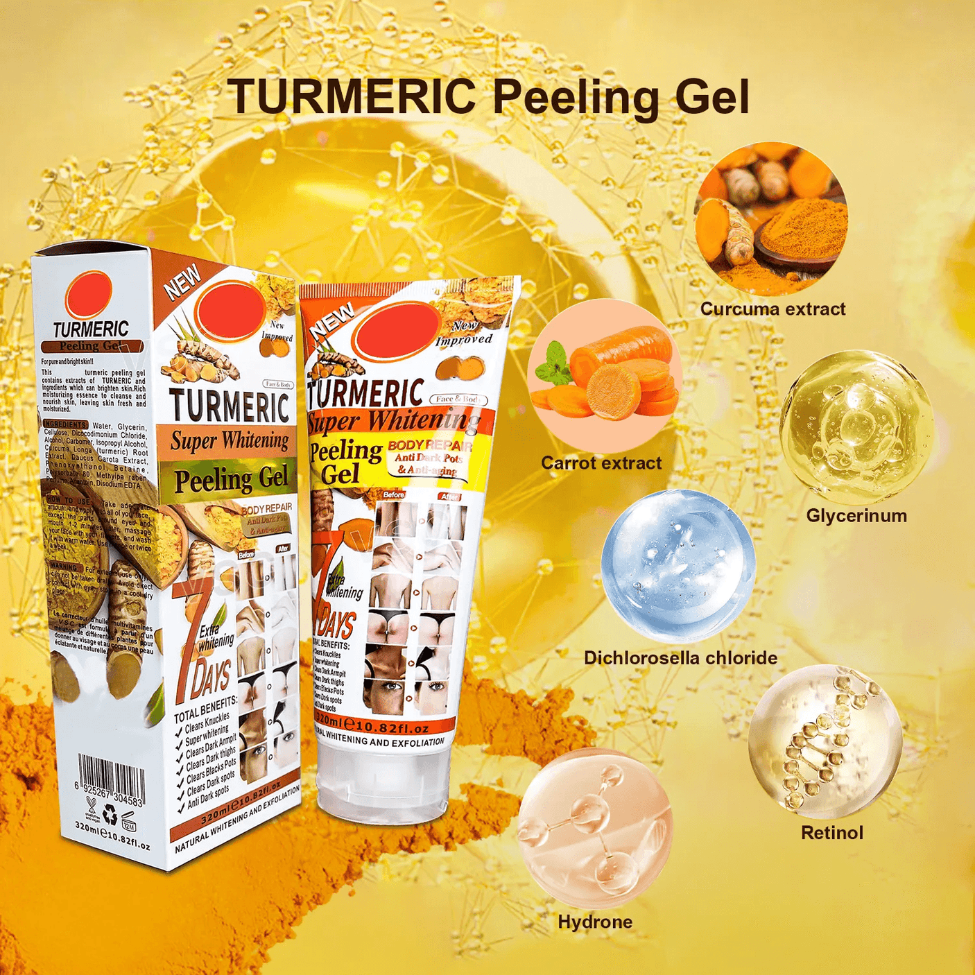 Veet Gold Turmeric Super Brightening Peeling Gel - 320ml