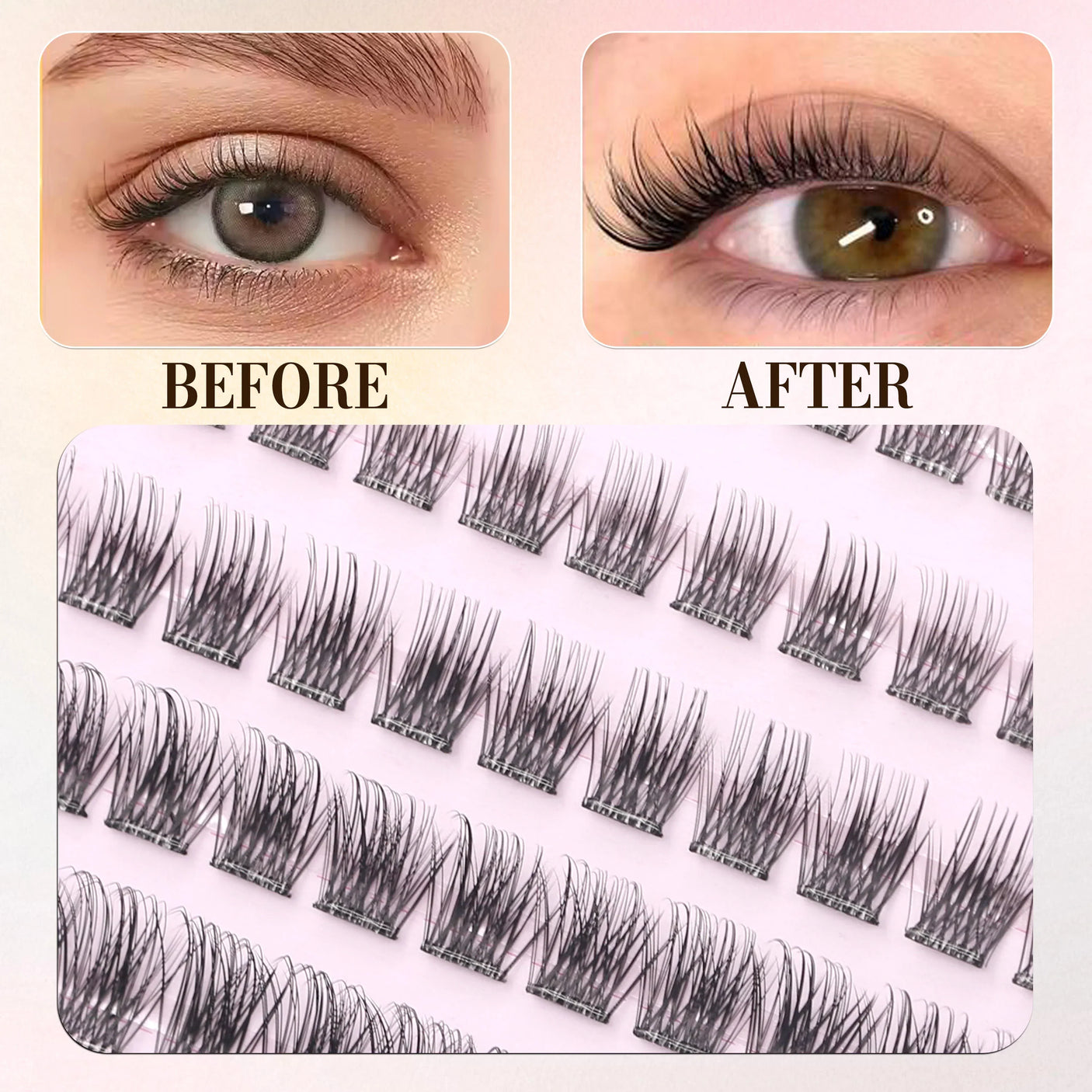 Cover Up Pre-Glued 3D Cluster Eyelashes A-1