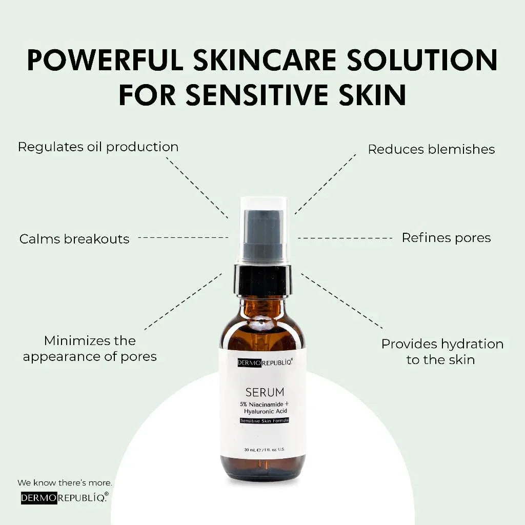 Dermorepubliq 5% Niacinamide + HA Sensitive Skin Formula Serum - 30ml
