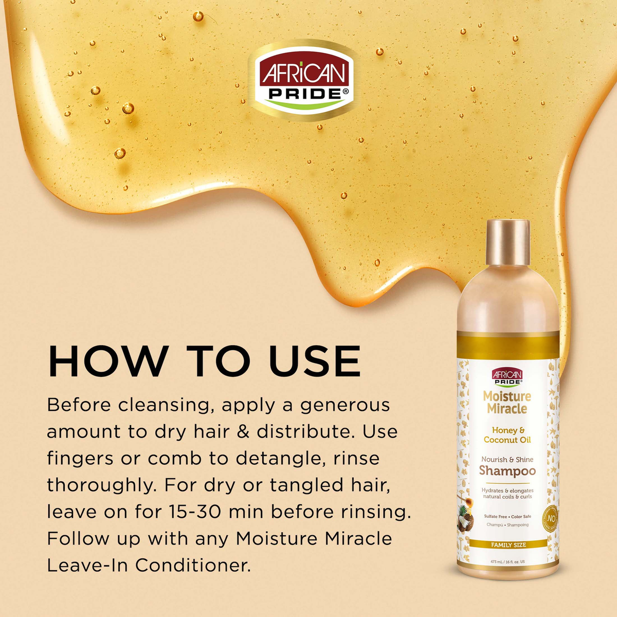 African Pride Moisture Miracle Honey & Coconut Oil Shampoo - 473ml