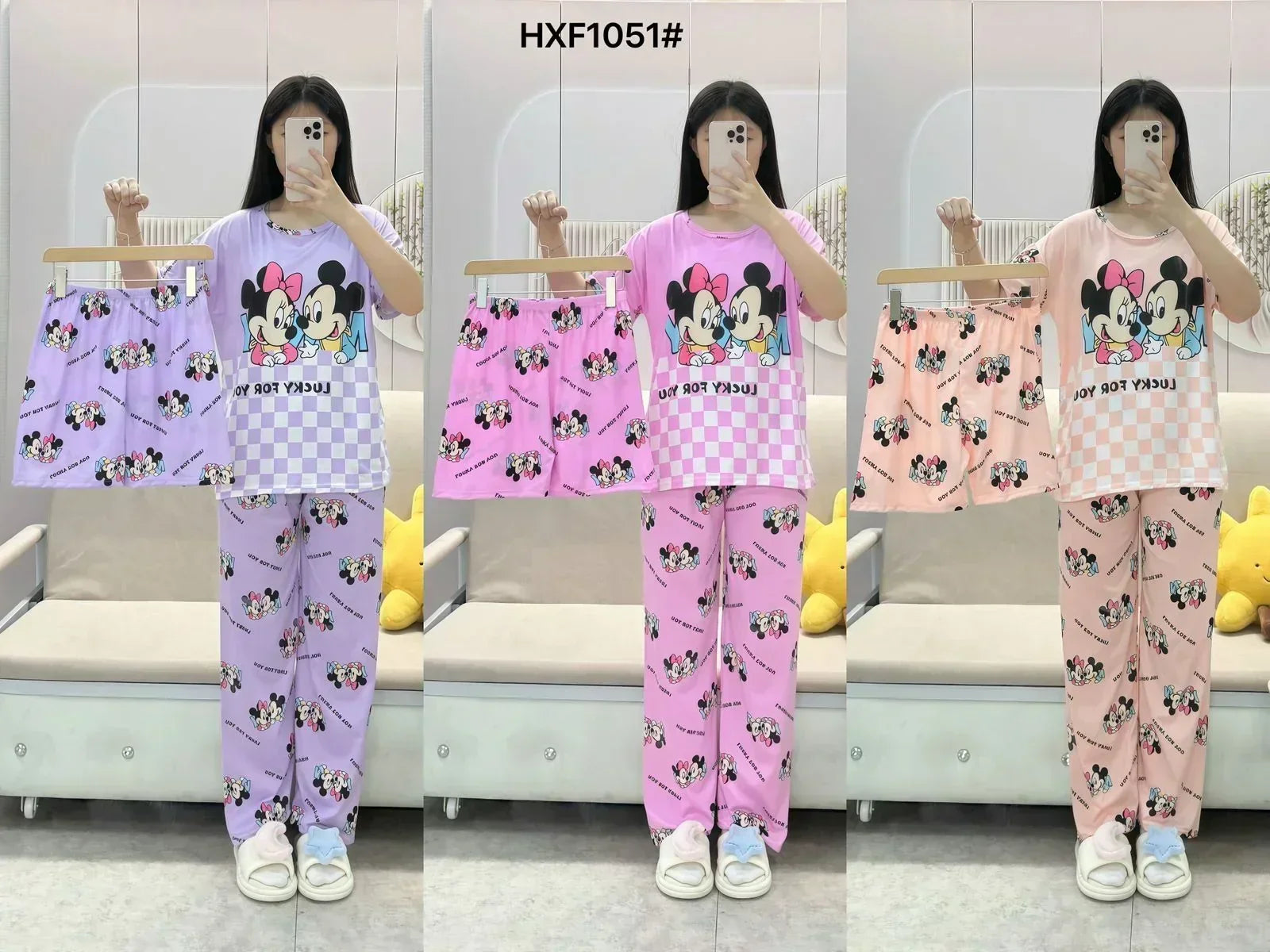 Women's Korean Fashion Pajamas 3 Pcs Set - HXF:1051