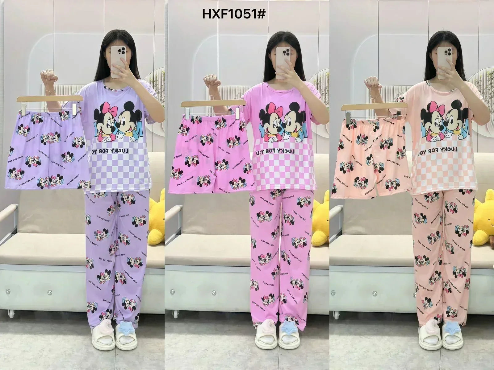 Women's Korean Fashion Pajamas 3 Pcs Set - HXF:1051