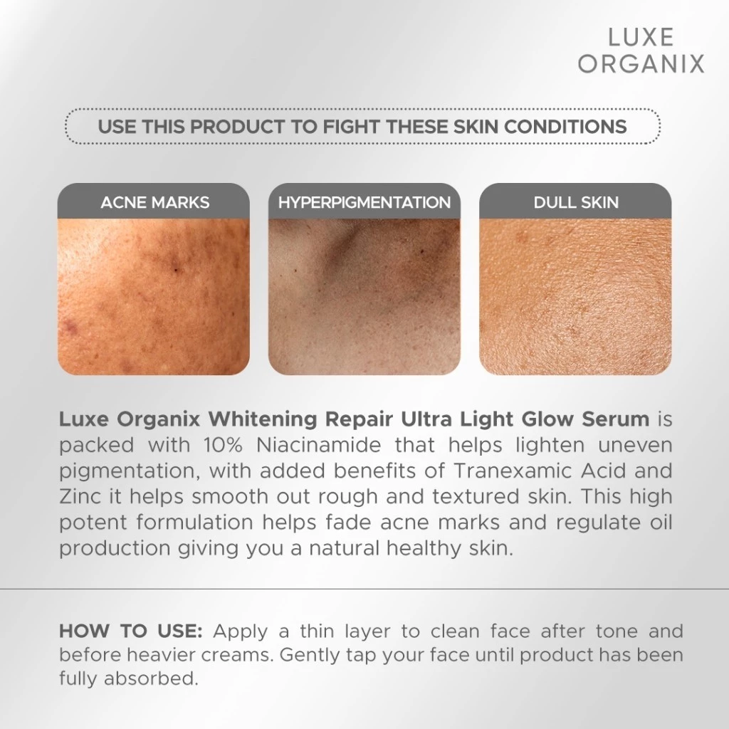 Luxe Organix Brightening Repair Ultra Light Glow Serum - 30ml