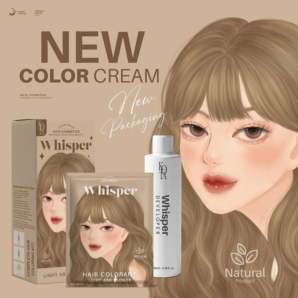 Kota Cosmetics Whisper Thailand Hair Color Light Ash Blonde - 100ml + 100ml